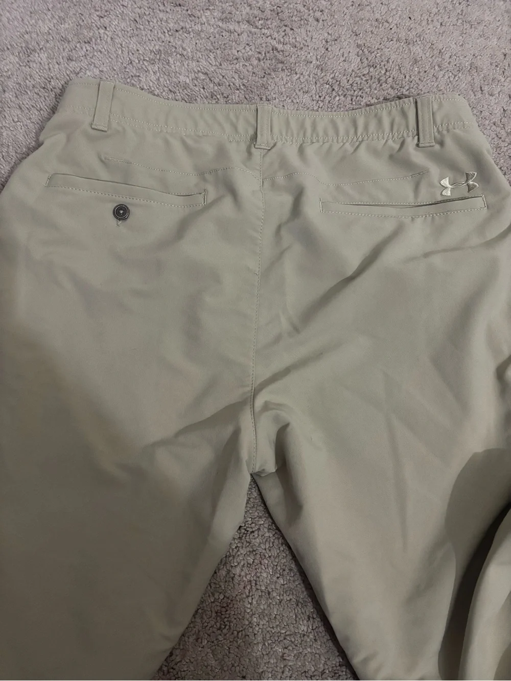 Under Armour Match Play Golf Pants Men Beige Straight Leg Nylon Blend Stretch